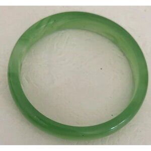 Vintage Bangle Bracelet OLD GREEN PEKING GLASS Jadeite